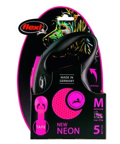 Flexi Classic New Neon Tape M 5m Sort/Neon Rosa Max 25Kg