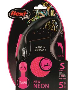 Flexi Classic New Neon Tape S 5m Sort/Neon Rosa Max 15Kg