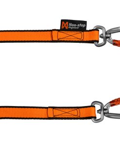 Non-stop dogwear Bungee leash double, unisex, black/orange, 2.8m, single