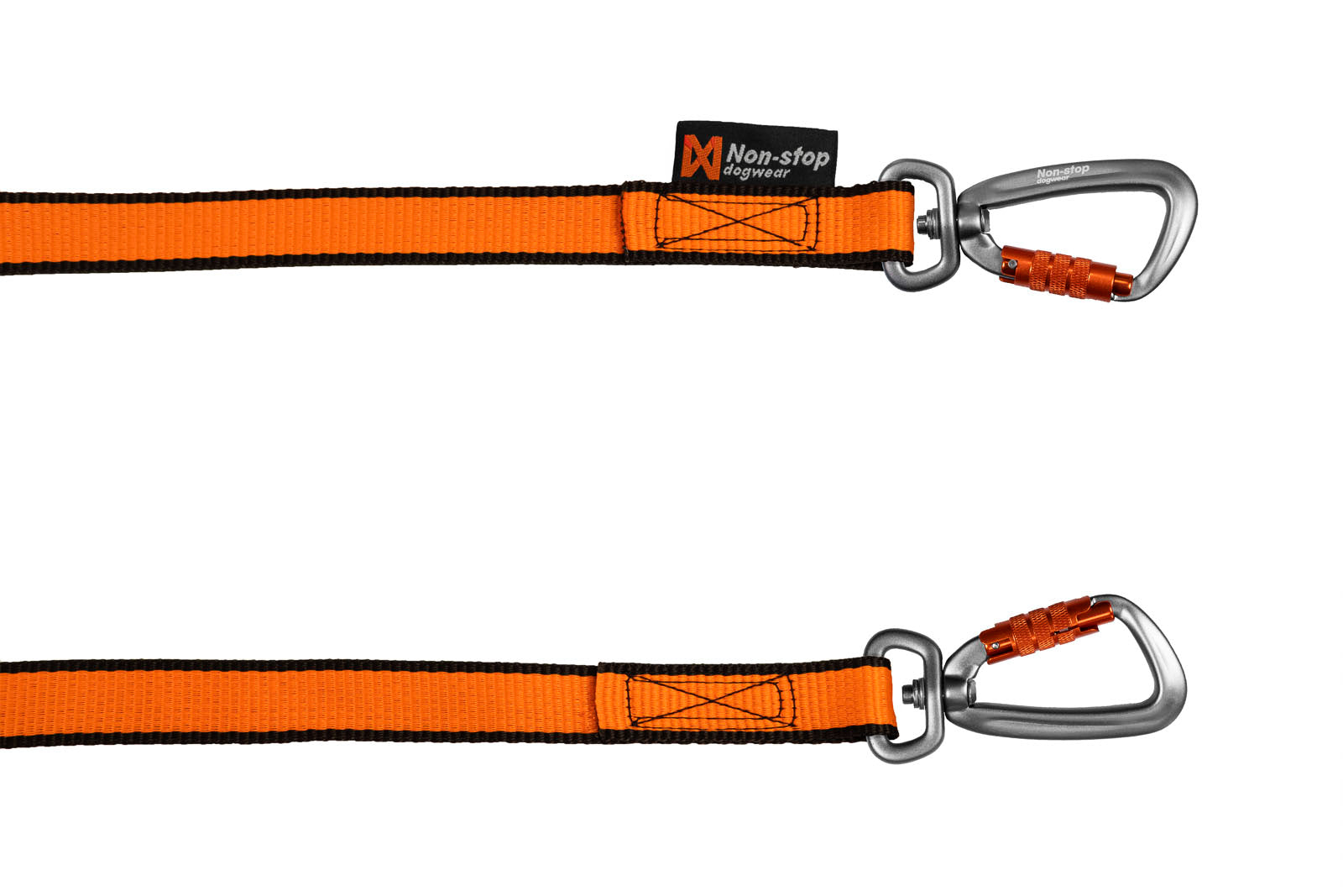 Non-stop dogwear Bungee leash double, unisex, black/orange, 2.8m, single