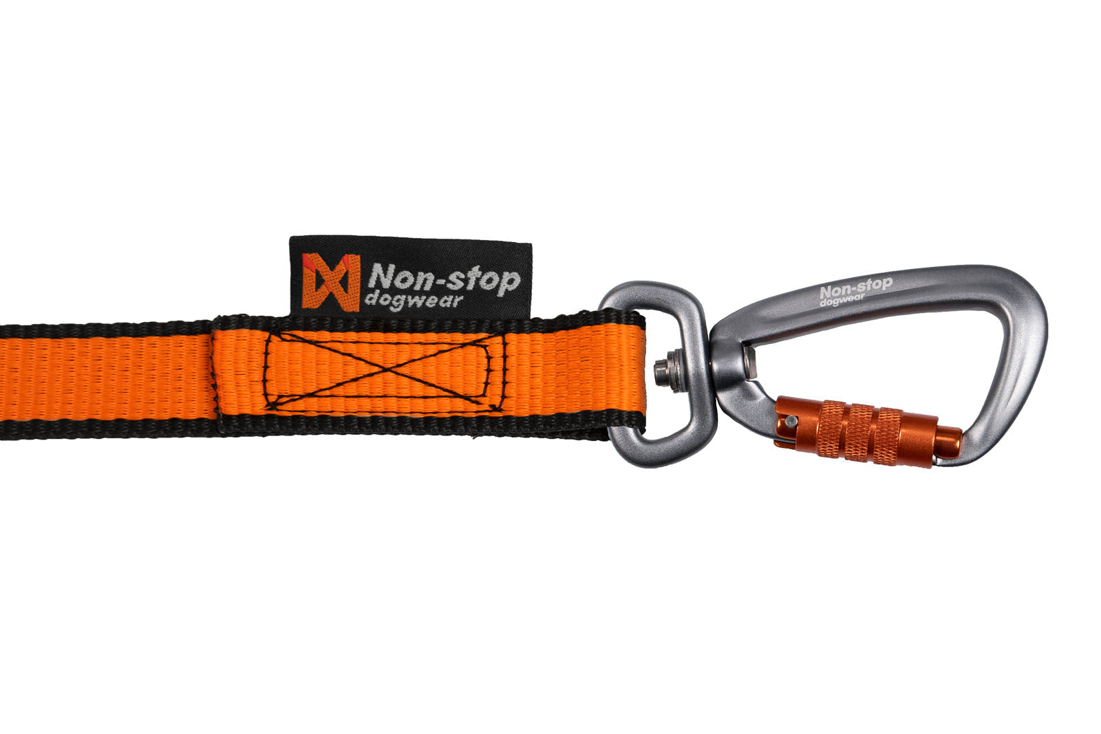 Non-stop dogwear Bungee leash double, unisex, black/orange, 2.8m, single