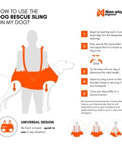 Non-stop dogwear Dog rescue sling, unisex, orange, L, single