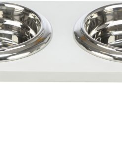 Trixie Hundeskål Rustfritt Stål M/Stativ i MDF 2x0,9l/ø17 Hvit